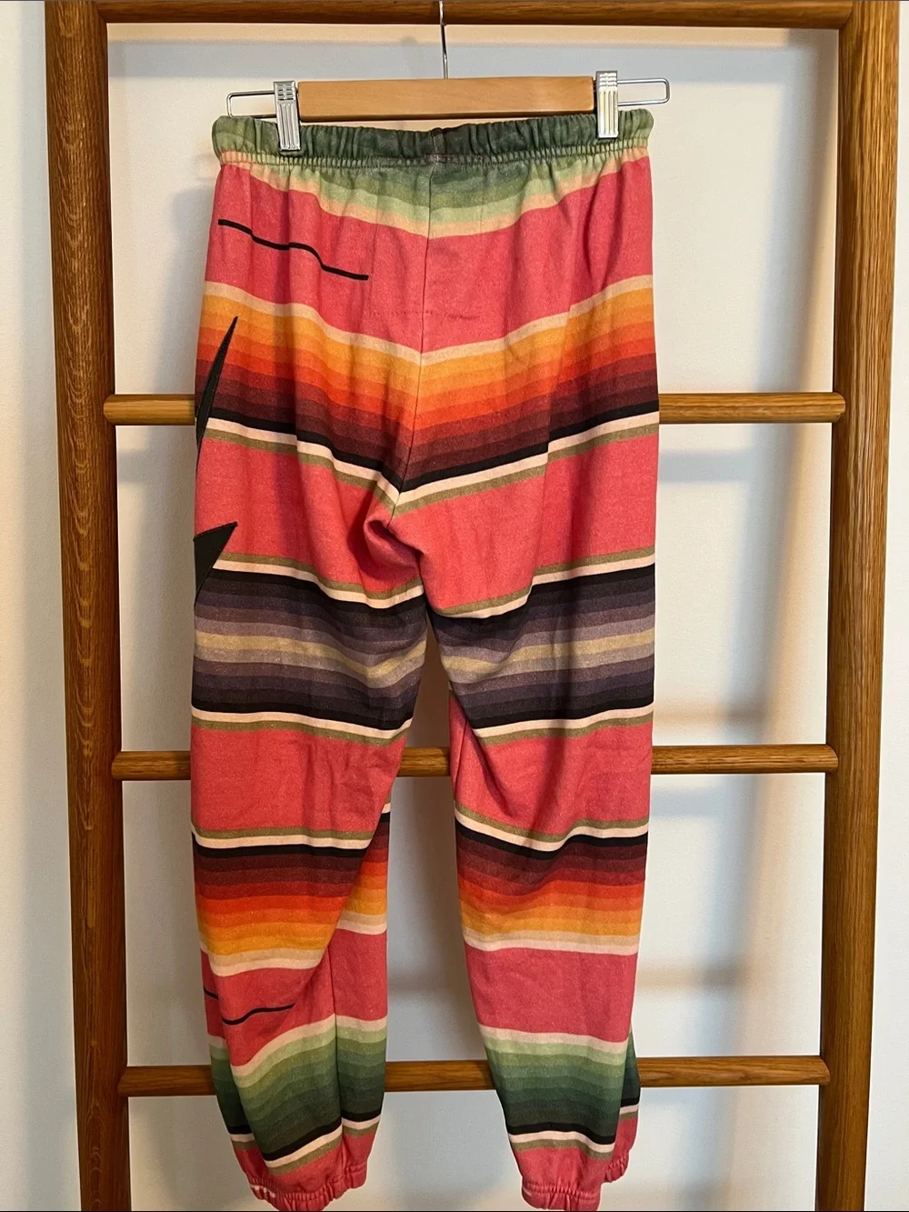 Aviator Nation Pink Serape Stripe Zip Hoodie & Sweatpants Set Bolt - Size M